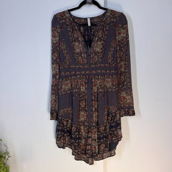 Free People Bridget‎ Floral High-Low Dress in muted Earth tones, XS - Picture 8 of 11